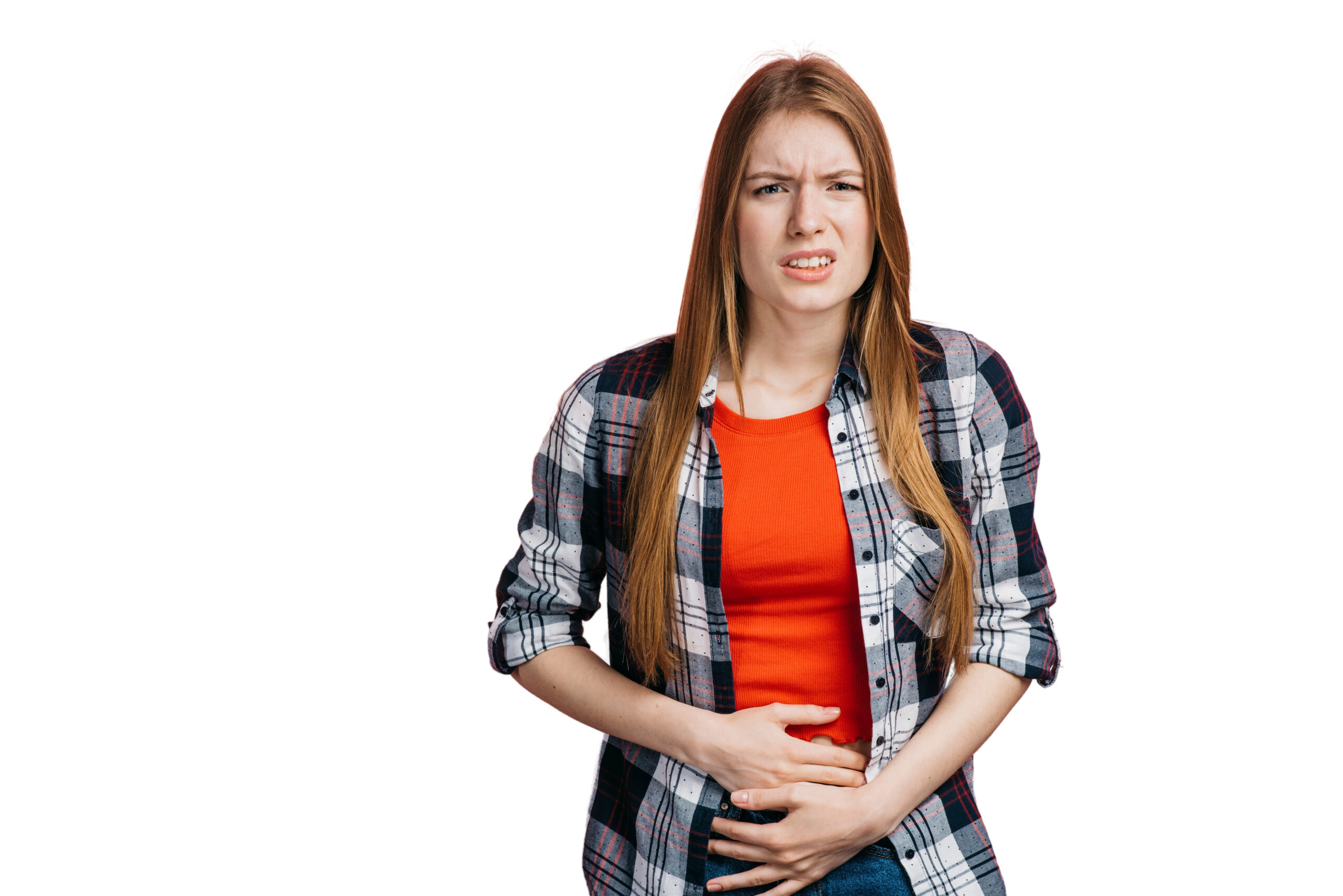 stomach pain but no period